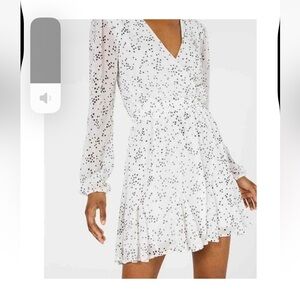 Trixxi White Long Sleeve Dress with Black Dots size S